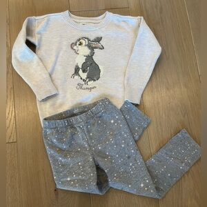 GAP Disney Gray Thumper Sweater and Star Leggings Set